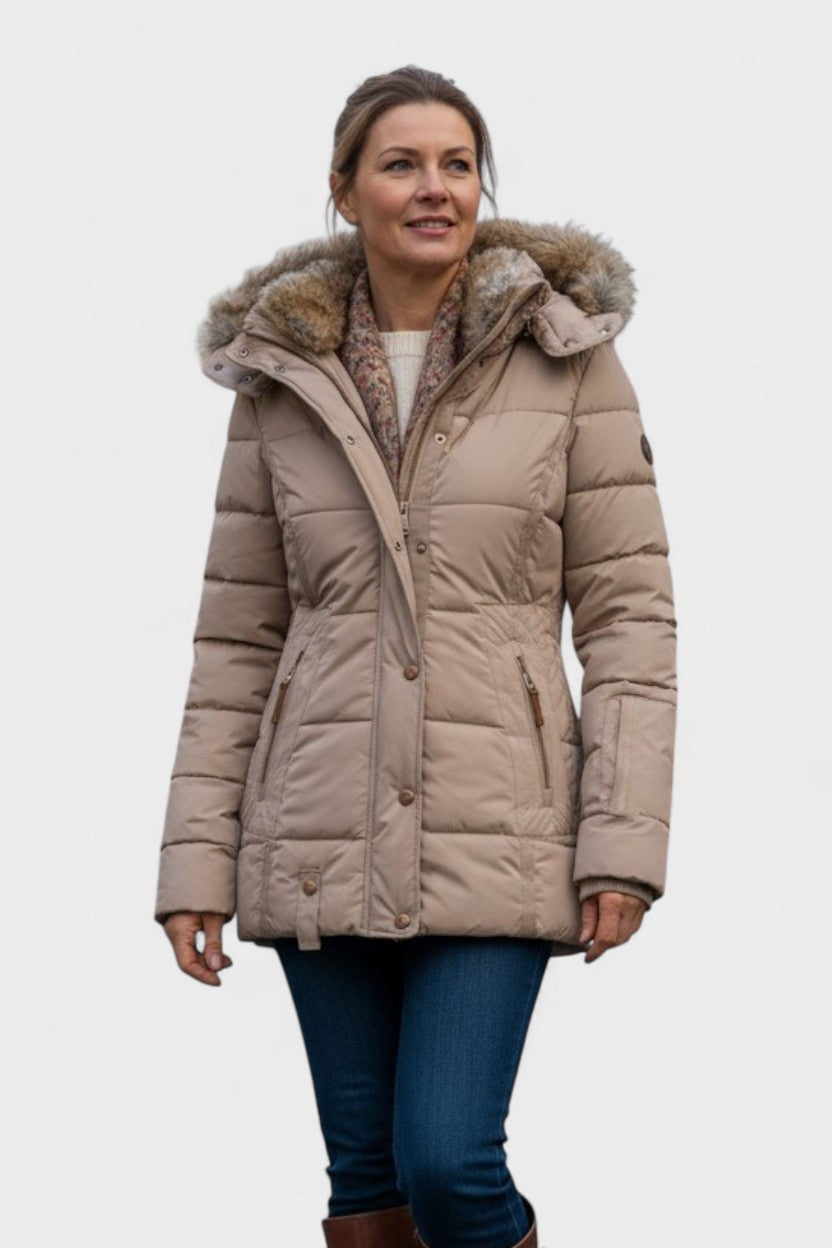Tilda | Black Faux-Fur Trim Puffer Jacket