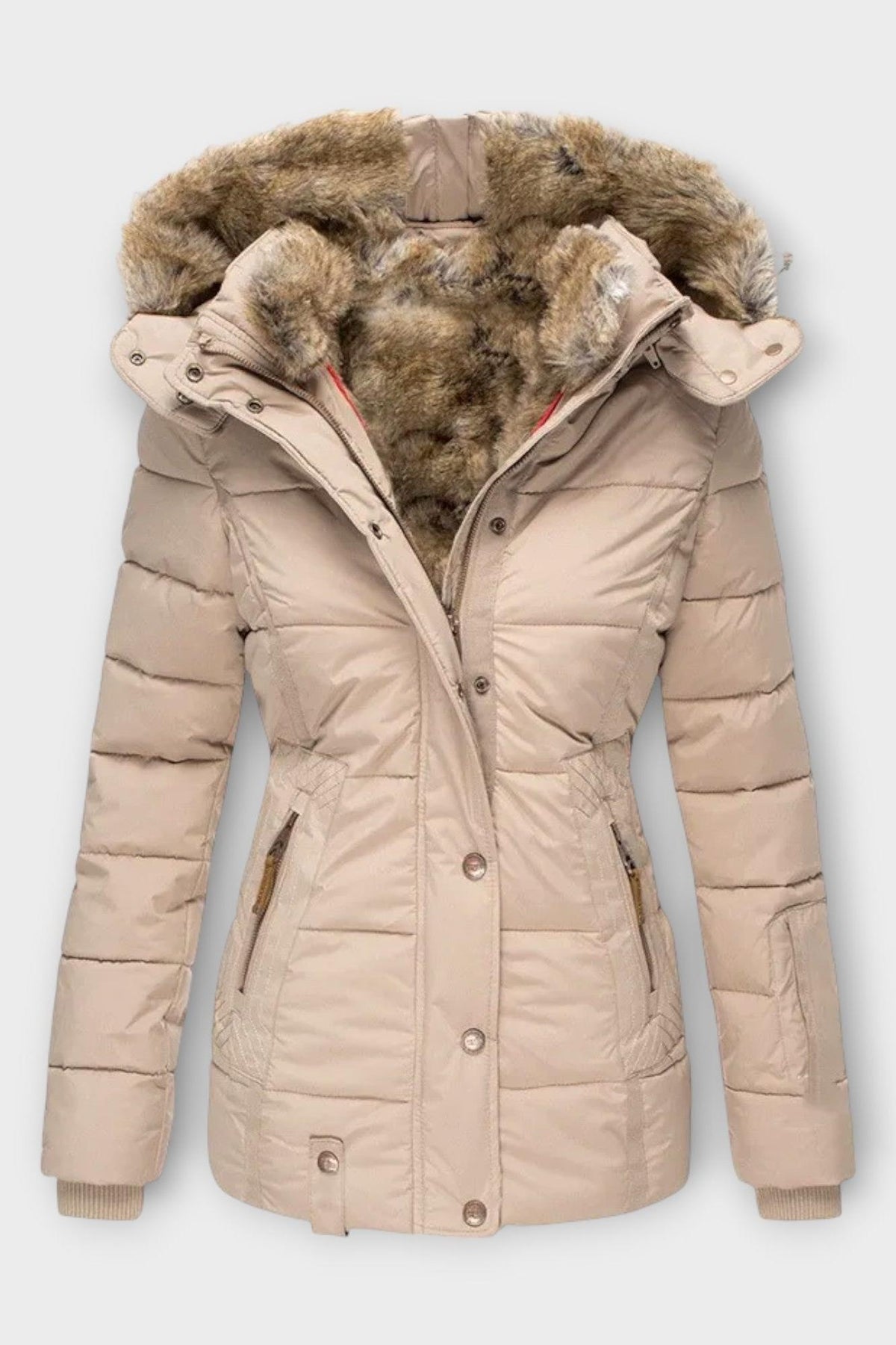 Tilda | Black Faux-Fur Trim Puffer Jacket