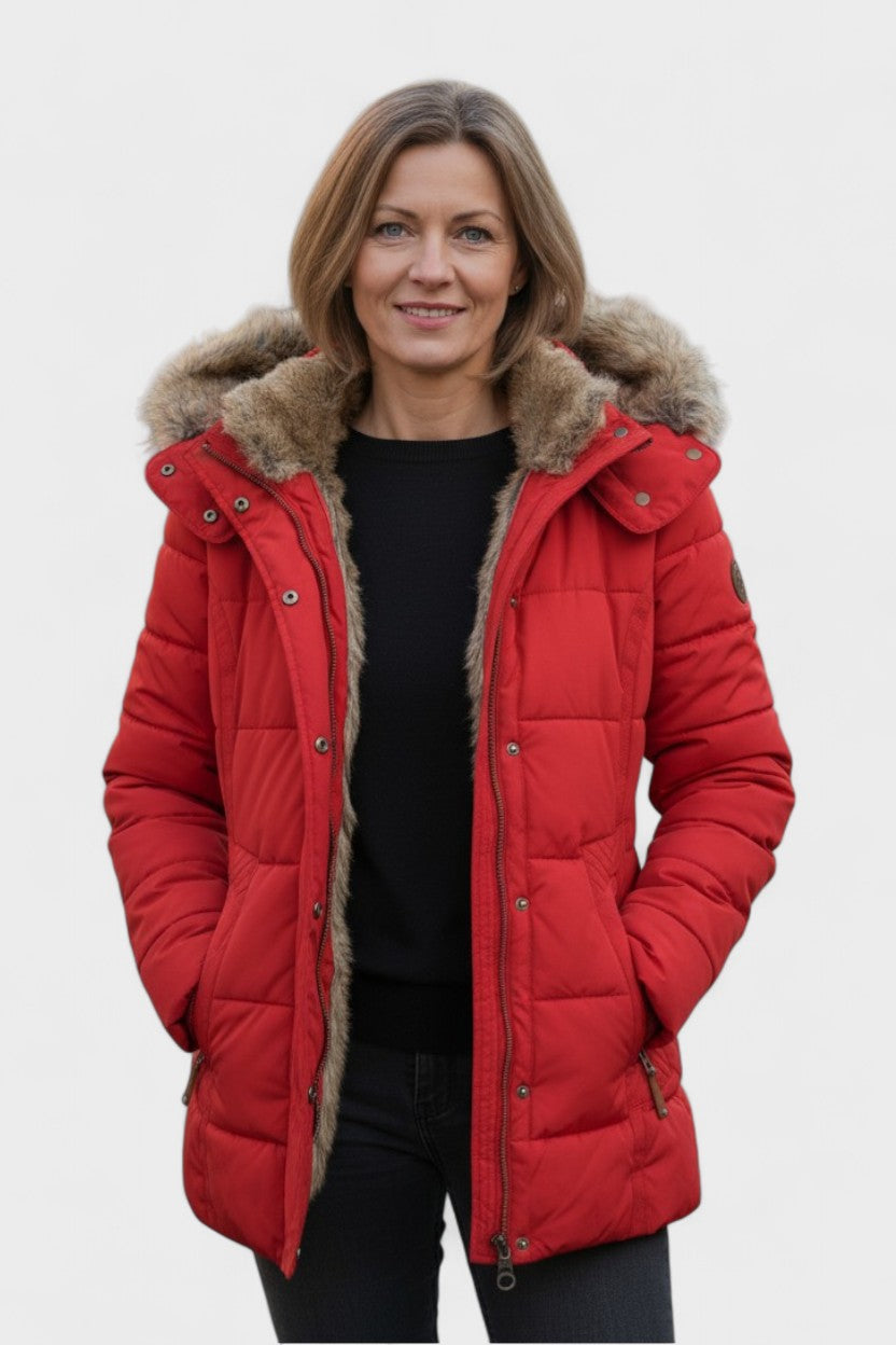 Tilda | Black Faux-Fur Trim Puffer Jacket