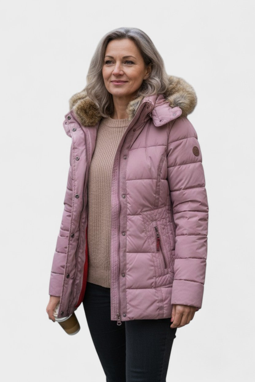 Tilda | Black Faux-Fur Trim Puffer Jacket