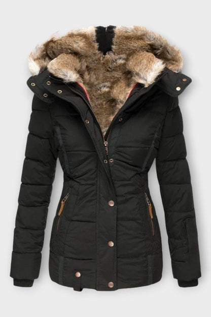 Tilda | Black Faux-Fur Trim Puffer Jacket