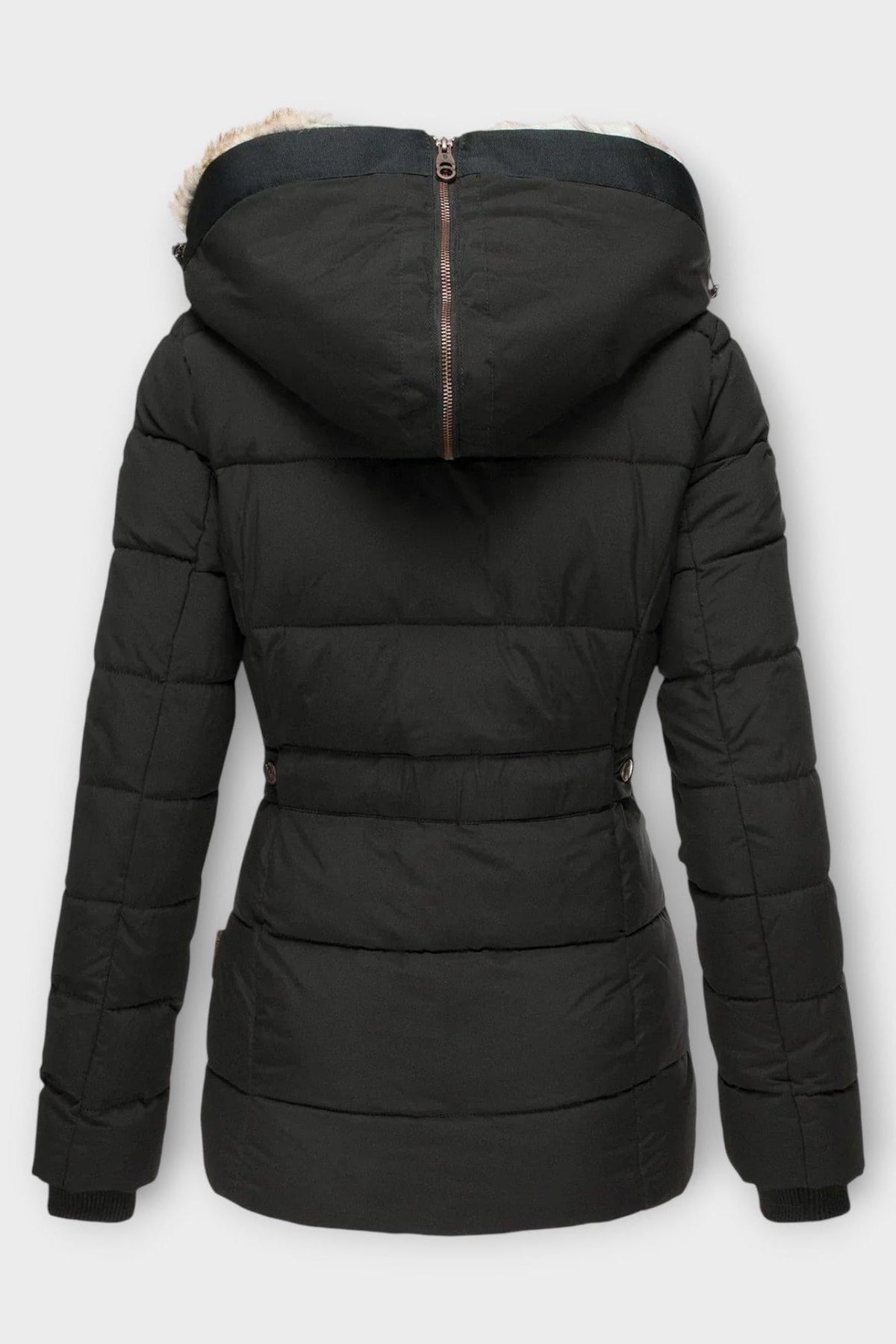 Tilda | Black Faux-Fur Trim Puffer Jacket