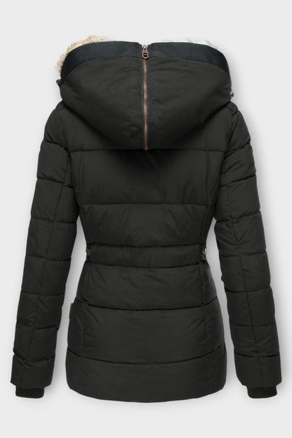 Tilda | Black Faux-Fur Trim Puffer Jacket