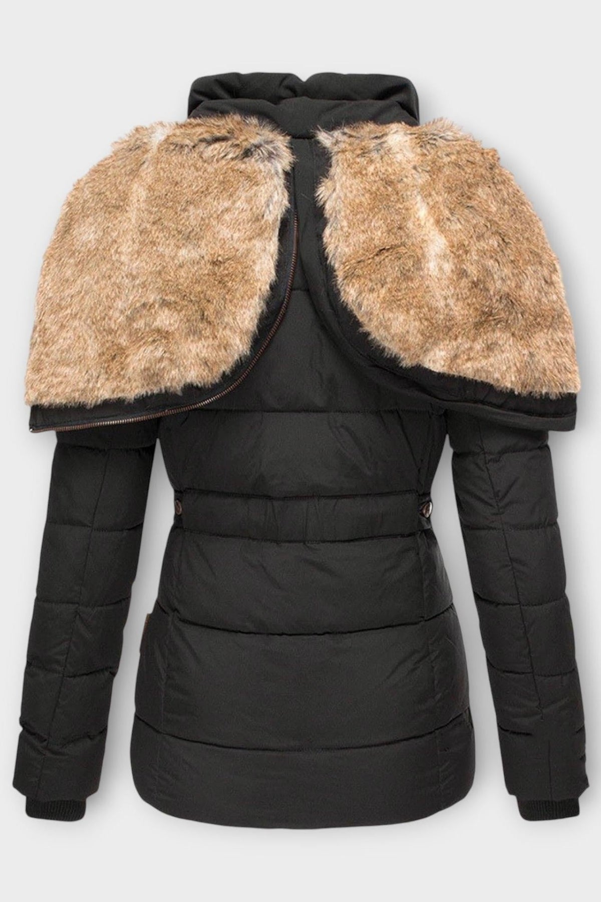 Tilda | Black Faux-Fur Trim Puffer Jacket
