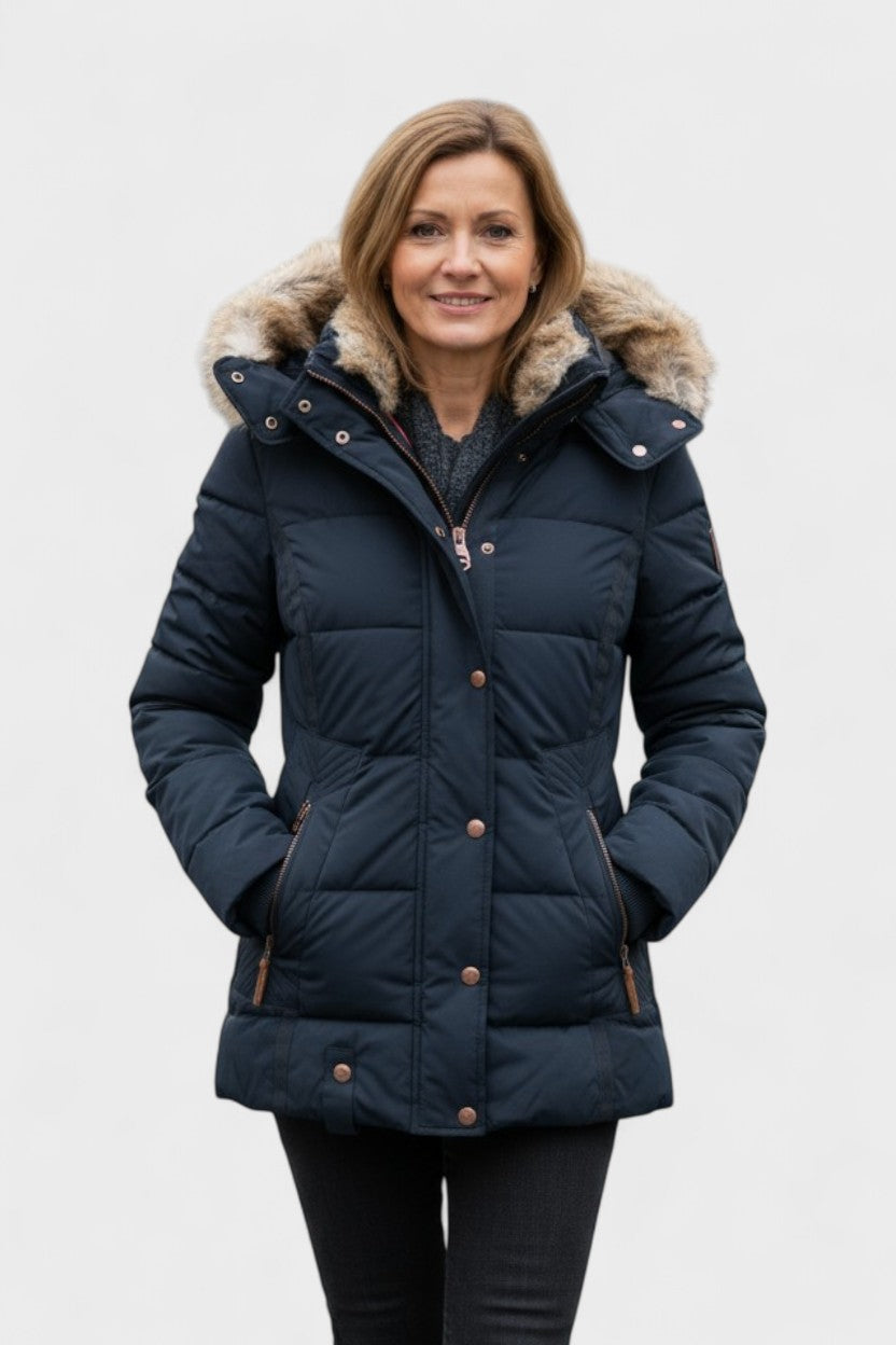 Tilda | Black Faux-Fur Trim Puffer Jacket