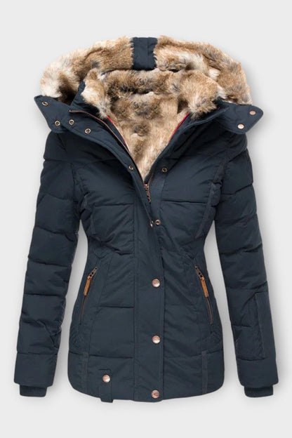 Tilda | Black Faux-Fur Trim Puffer Jacket