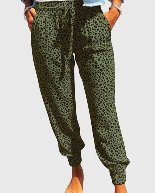 Tilda | Olive Leopard Jogger Trousers