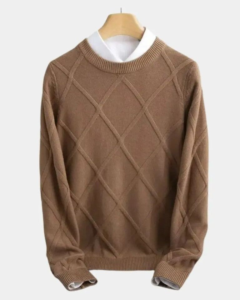 Thomas | Taupe Diamond-Knit Jumper