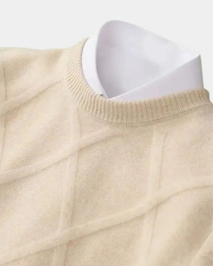 Thomas | Taupe Diamond-Knit Jumper