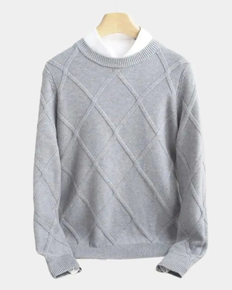 Thomas | Taupe Diamond-Knit Jumper