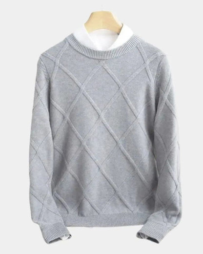 Thomas | Taupe Diamond-Knit Jumper
