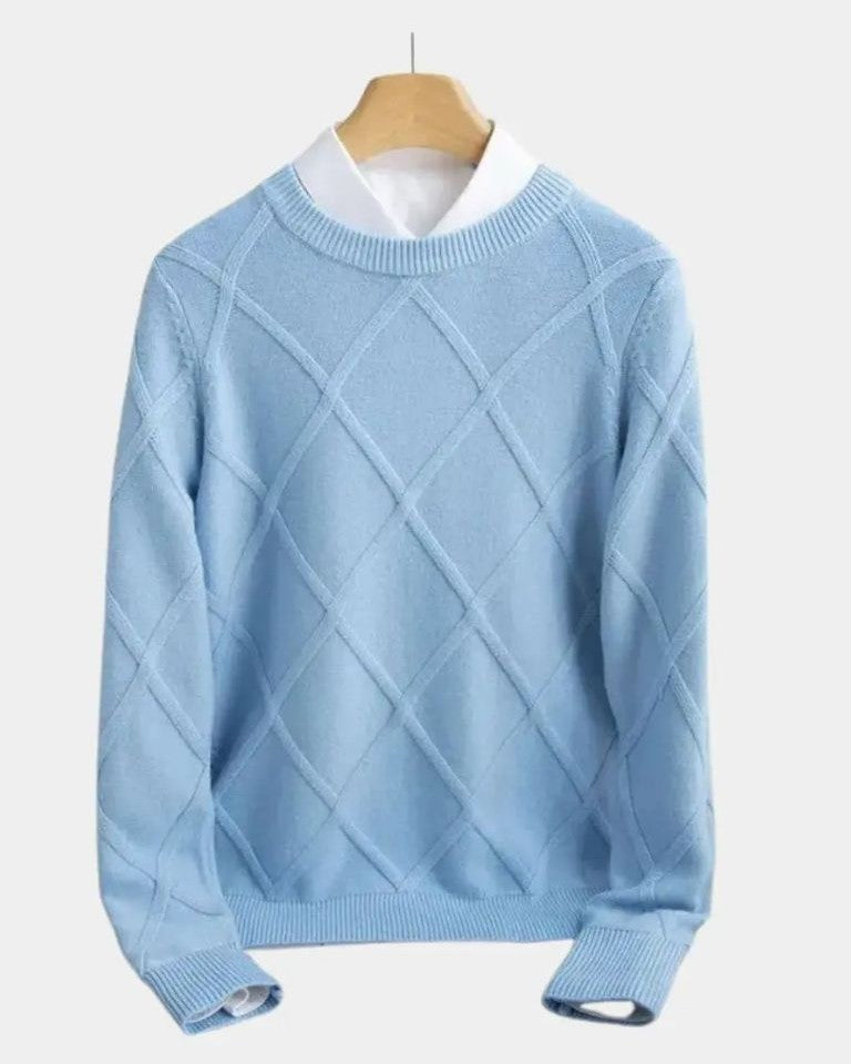 Thomas | Taupe Diamond-Knit Jumper
