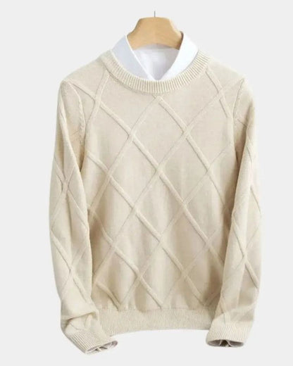 Thomas | Taupe Diamond-Knit Jumper