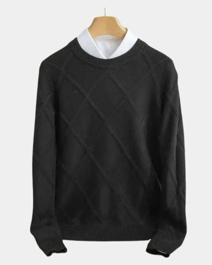 Thomas | Taupe Diamond-Knit Jumper