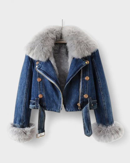 Theodora | Denim Jacket with Faux-Fur Trim