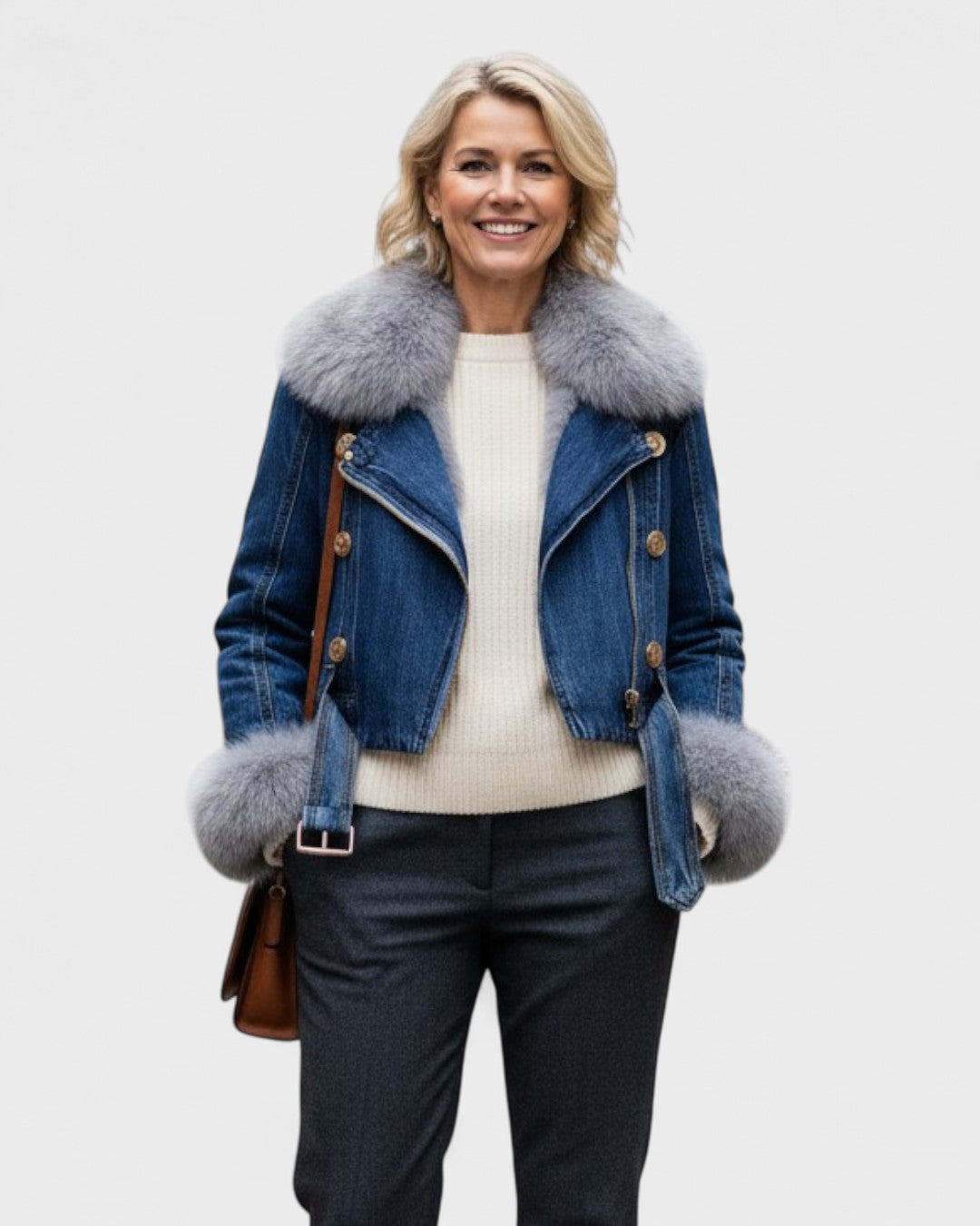 Theodora | Denim Jacket with Faux-Fur Trim