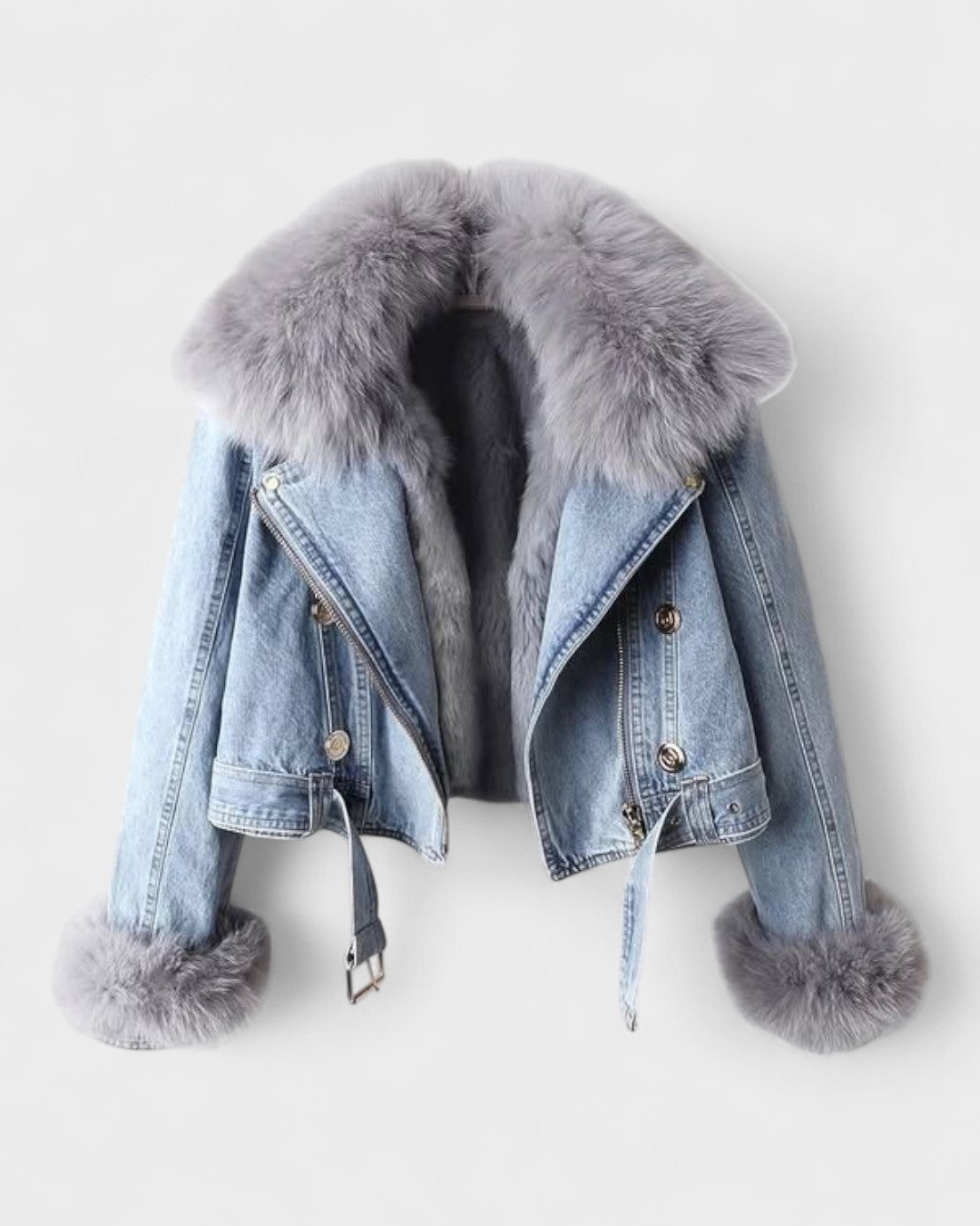 Theodora | Denim Jacket with Faux-Fur Trim
