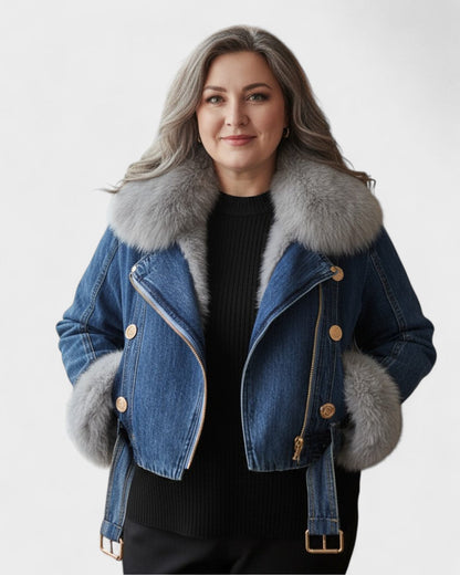 Theodora | Denim Jacket with Faux-Fur Trim