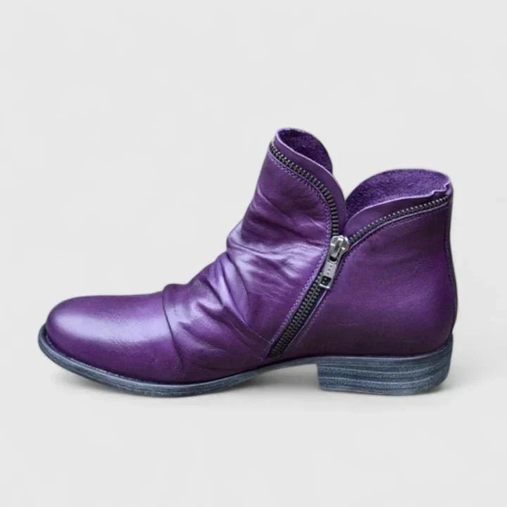 Theodora | Purple Side-Zip Ankle Boots