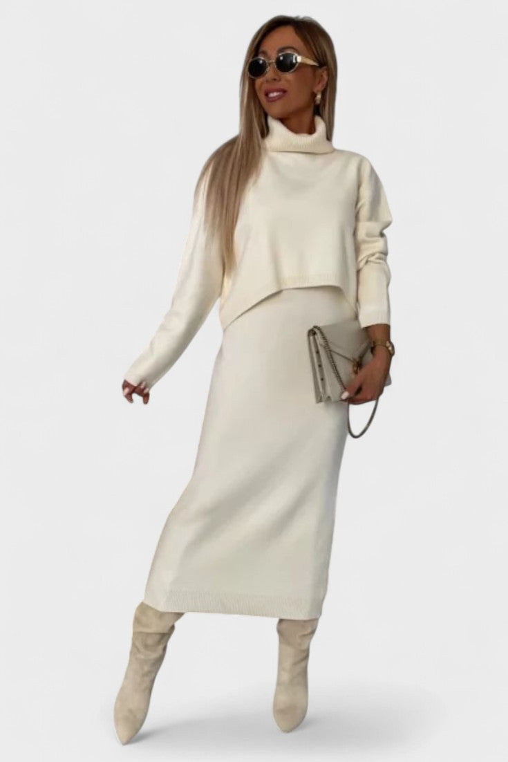 Tilly | Cowl-Neck Knit Top & Maxi Skirt Set