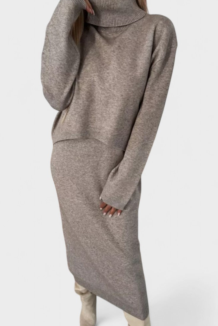 Tilly | Cowl-Neck Knit Top & Maxi Skirt Set