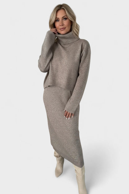 Tilly | Cowl-Neck Knit Top & Maxi Skirt Set