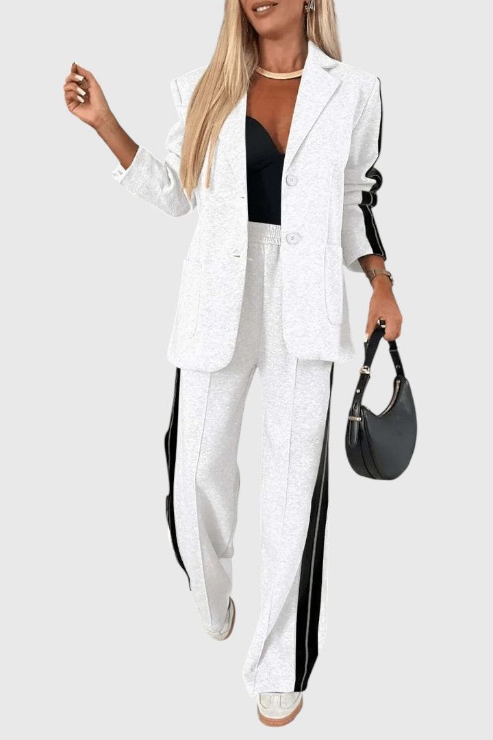 Tilly | Contrast-Stripe Blazer & Trouser Set