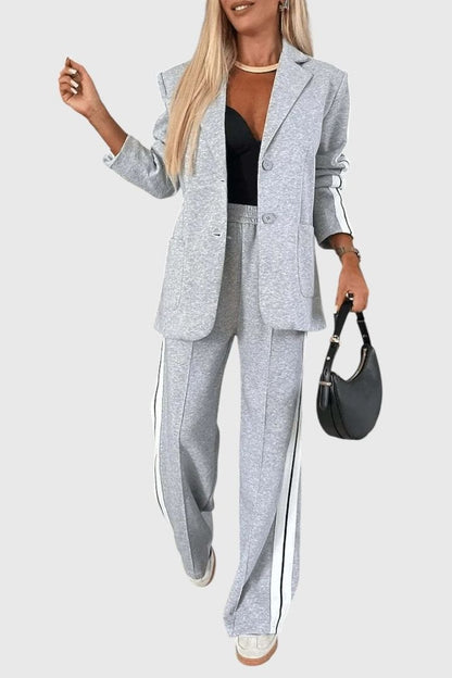 Tilly | Contrast-Stripe Blazer & Trouser Set