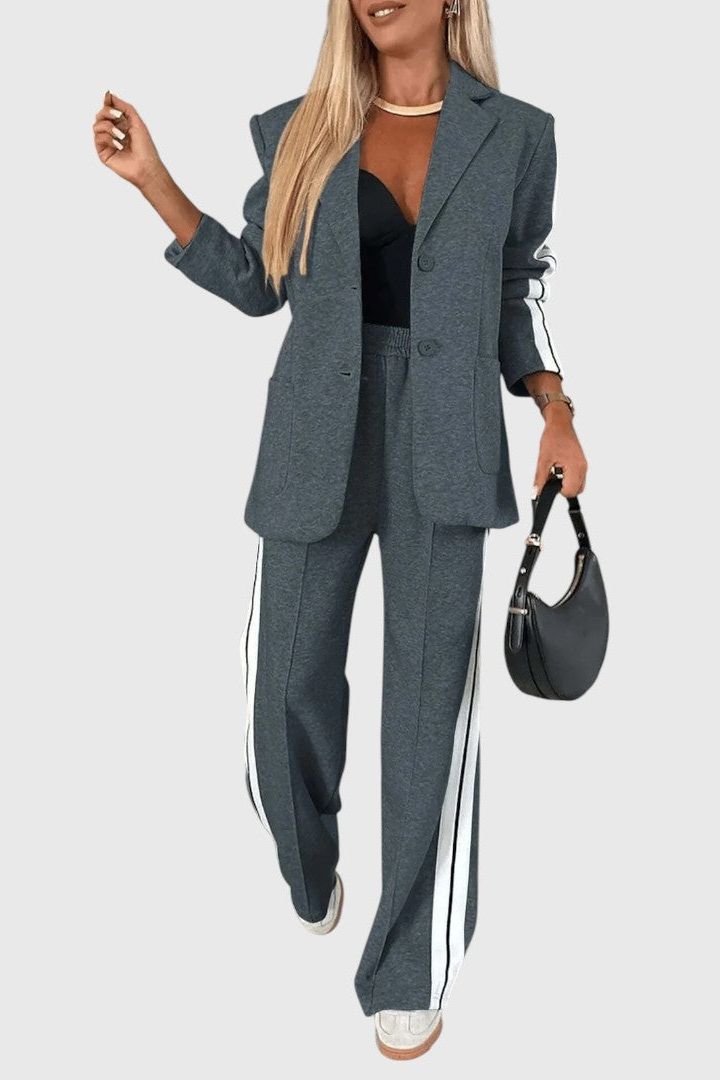 Tilly | Contrast-Stripe Blazer & Trouser Set