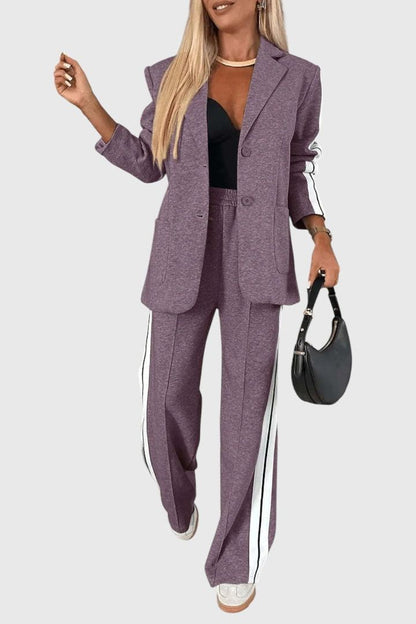 Tilly | Contrast-Stripe Blazer & Trouser Set