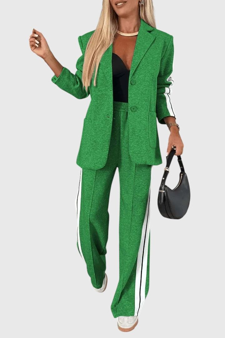Tilly | Contrast-Stripe Blazer & Trouser Set