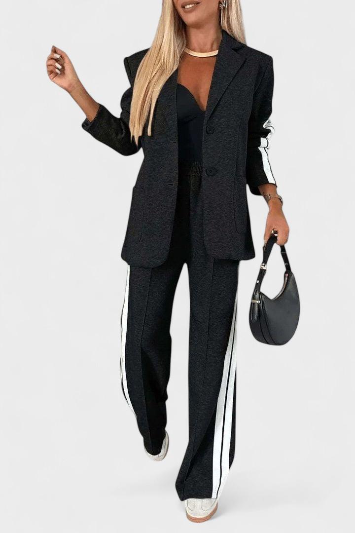 Tilly | Contrast-Stripe Blazer & Trouser Set