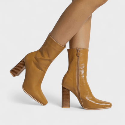 Tilly | Mustard Block-Heel Ankle Boots