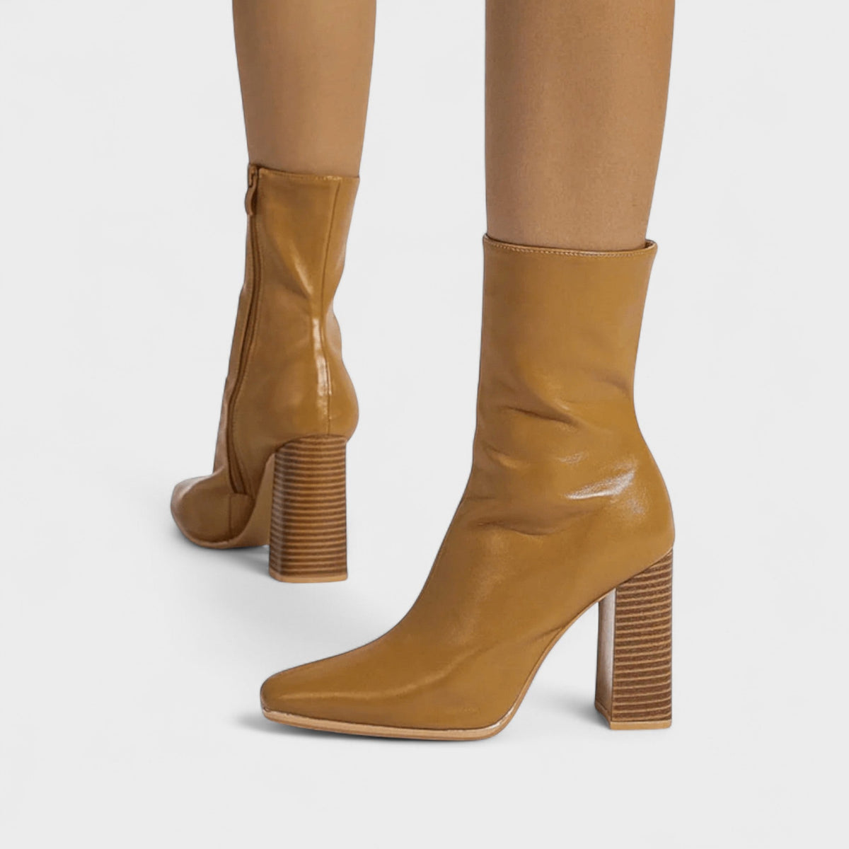 Tilly | Mustard Block-Heel Ankle Boots