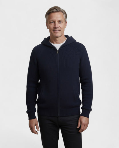 Tobias | Light Grey Zip-Up Knitted Hoodie