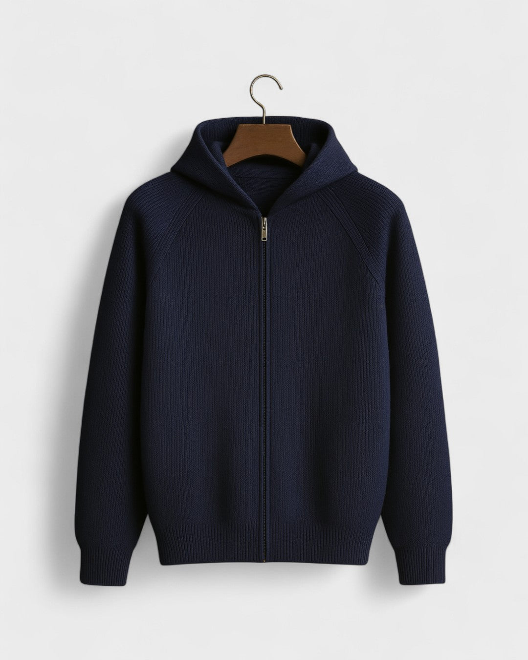 Tobias | Light Grey Zip-Up Knitted Hoodie