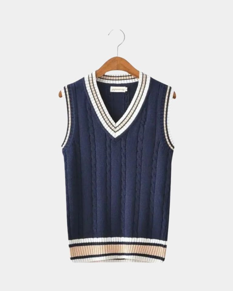 Tobias | Navy Sleeveless V-Neck Knit