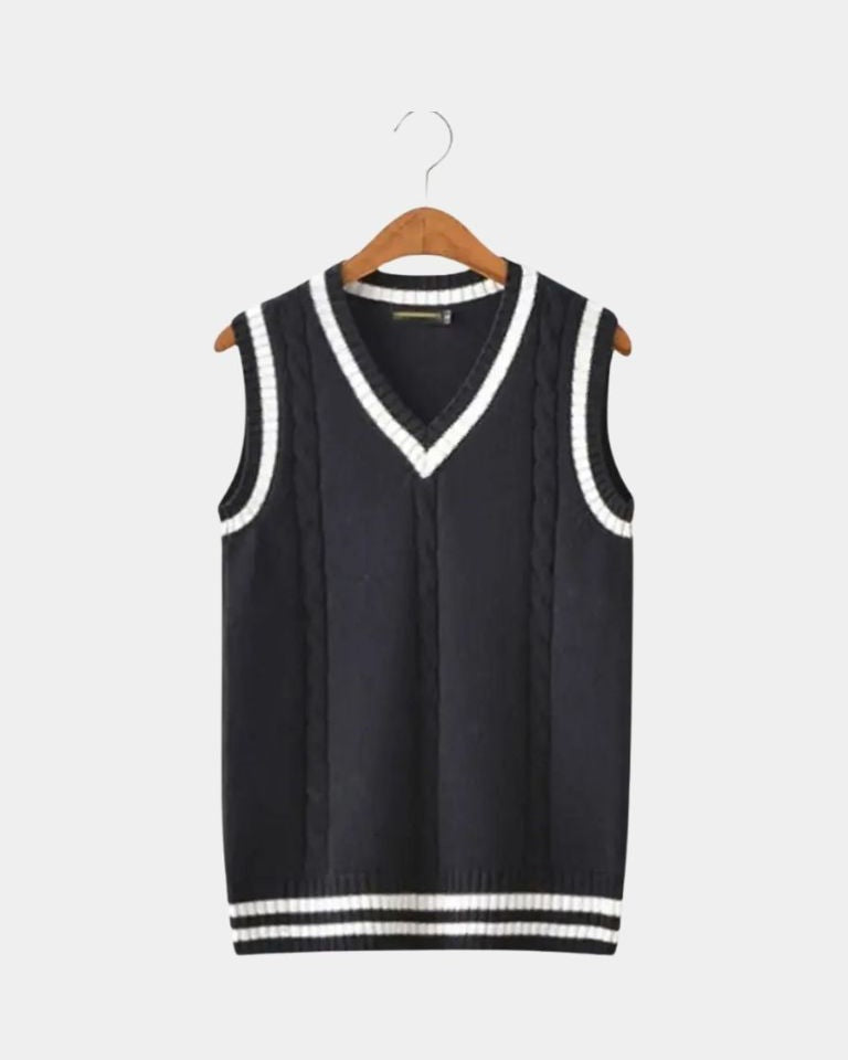 Tobias | Navy Sleeveless V-Neck Knit