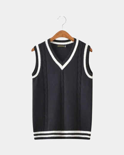 Tobias | Navy Sleeveless V-Neck Knit