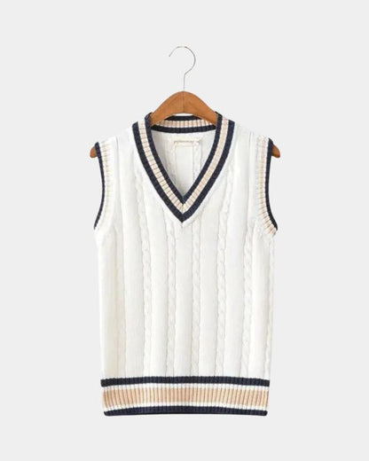 Tobias | Navy Sleeveless V-Neck Knit