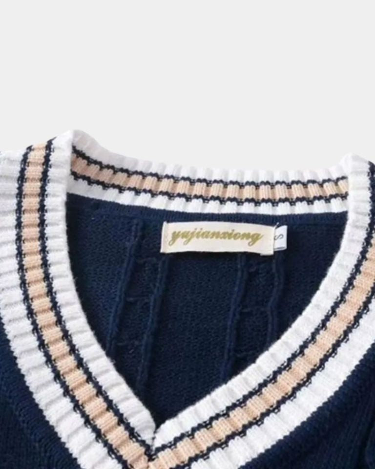 Tobias | Navy Sleeveless V-Neck Knit