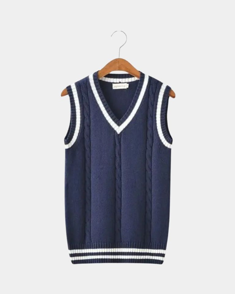 Tobias | Navy Sleeveless V-Neck Knit