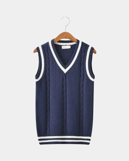 Tobias | Navy Sleeveless V-Neck Knit
