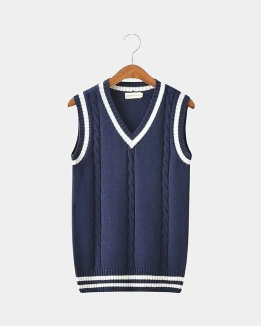 Tobias | Navy Sleeveless V-Neck Knit