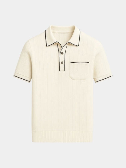 Tobias | Navy Pocket Knit Polo