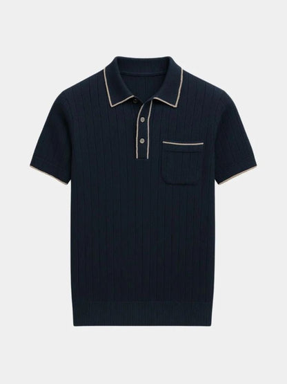 Tobias | Navy Pocket Knit Polo