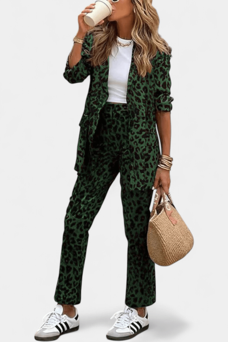 Trina | Leopard Print Shirt & Trouser Set