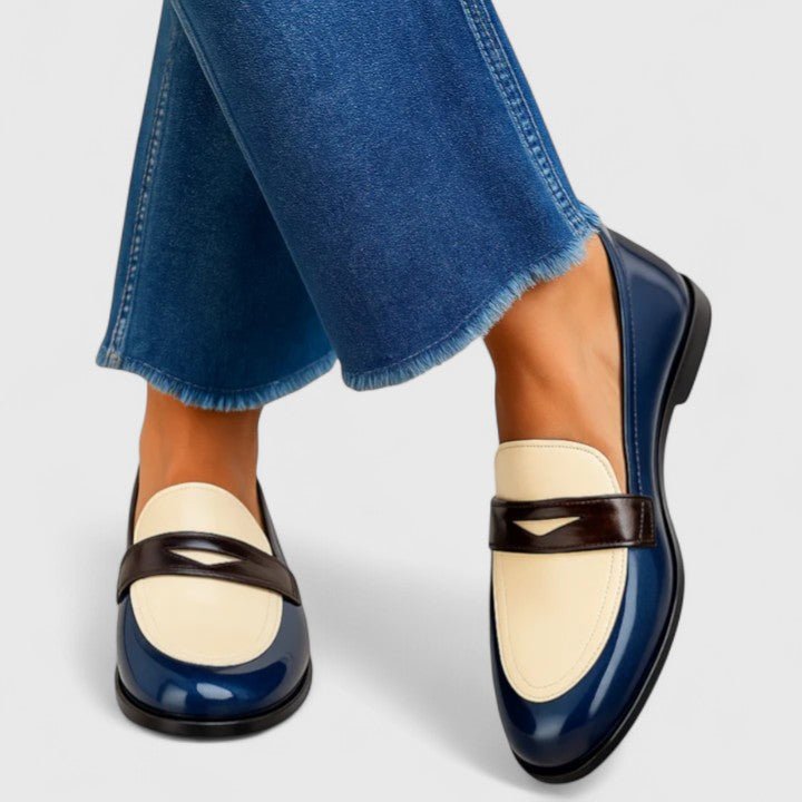 Trixie | Blue, Cream & Brown Loafers