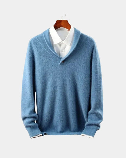Terry | Grey Shawl-Collar Jumper