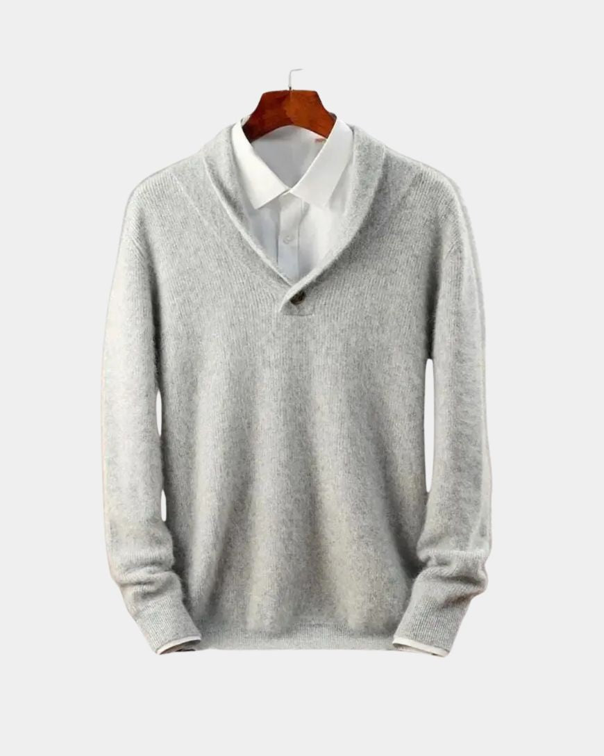 Terry | Grey Shawl-Collar Jumper